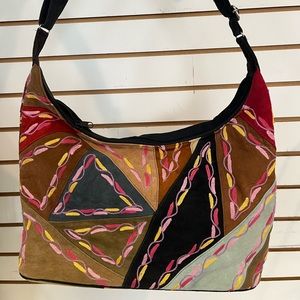 New! Beautiful Suede embroidered shoulder bag/purse